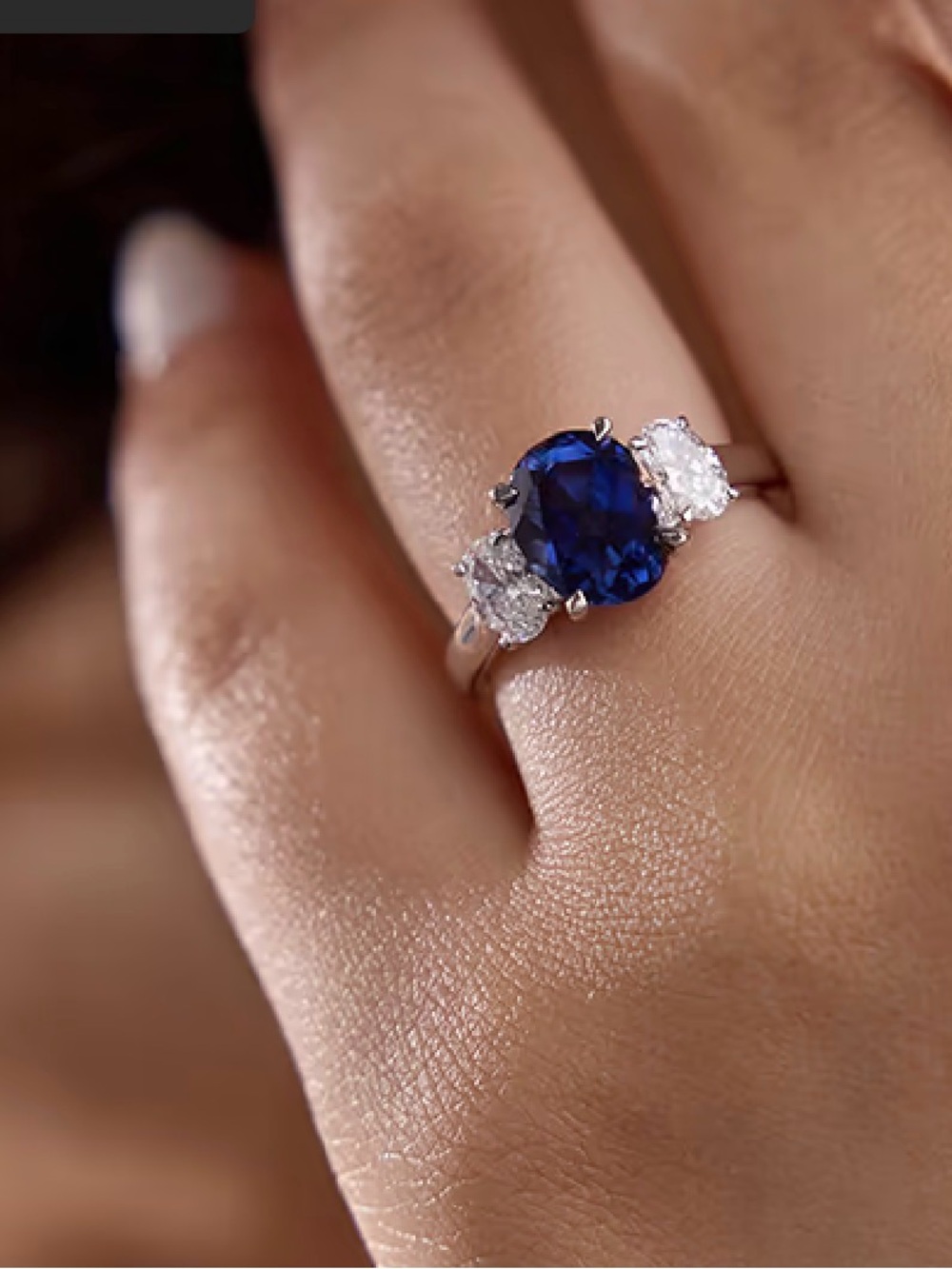 Elegant Blue Spinel in 14K white gold Ring